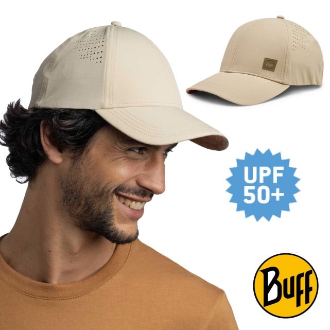 【BUFF】防曬遮陽登頂健行帽.棒球帽.休閒運動帽.鴨舌帽.跑步帽/BF133552-303 淺沙白✿30E010